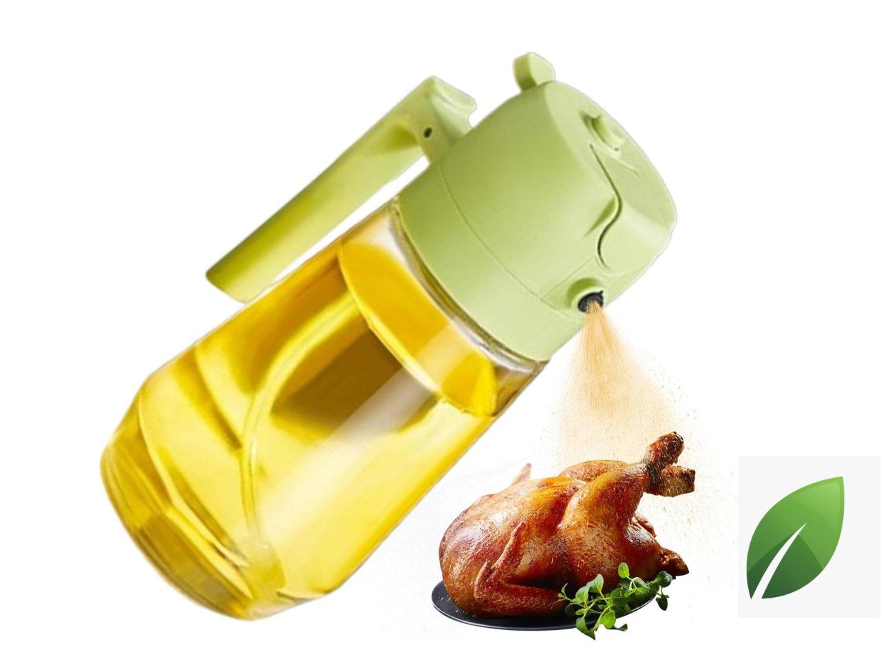 Botella dispensadora de aceite pulverizable y vertible